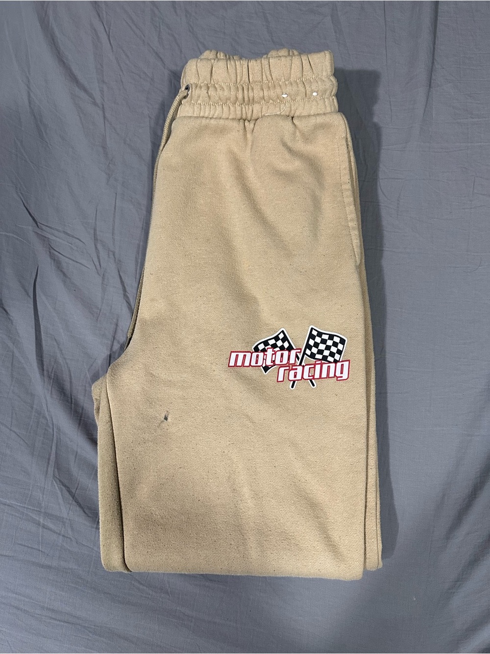 refuge Tan Kids Sweatpants with Motor Racing Graphic